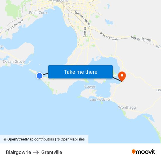 Blairgowrie to Grantville map