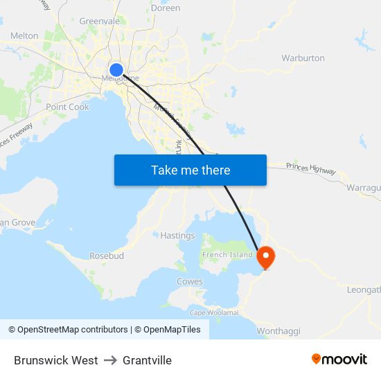 Brunswick West to Grantville map