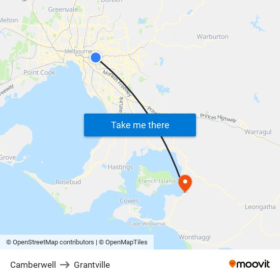 Camberwell to Grantville map