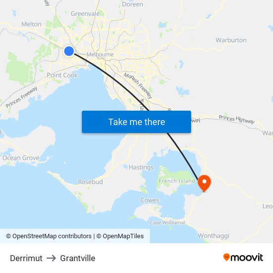 Derrimut to Grantville map