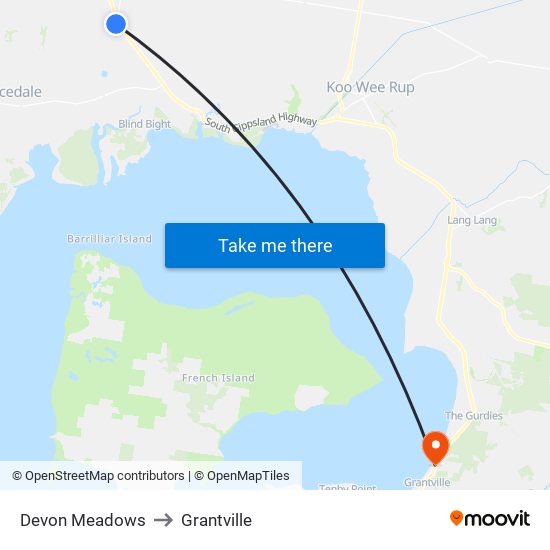 Devon Meadows to Grantville map