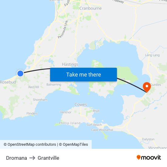 Dromana to Grantville map
