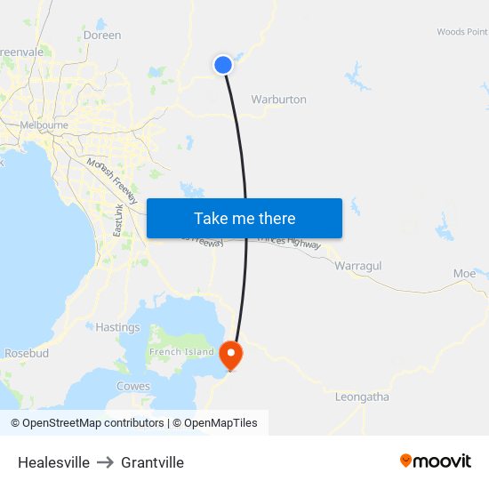 Healesville to Grantville map