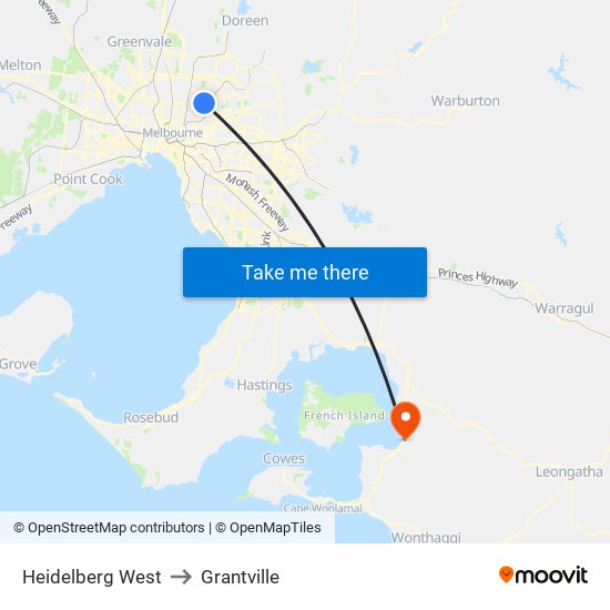 Heidelberg West to Grantville map