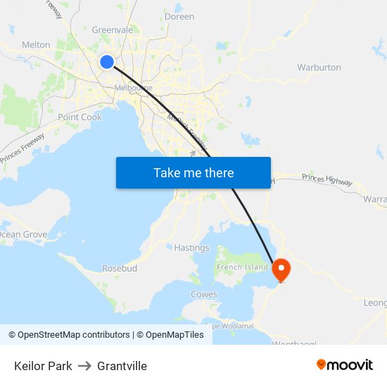 Keilor Park to Grantville map