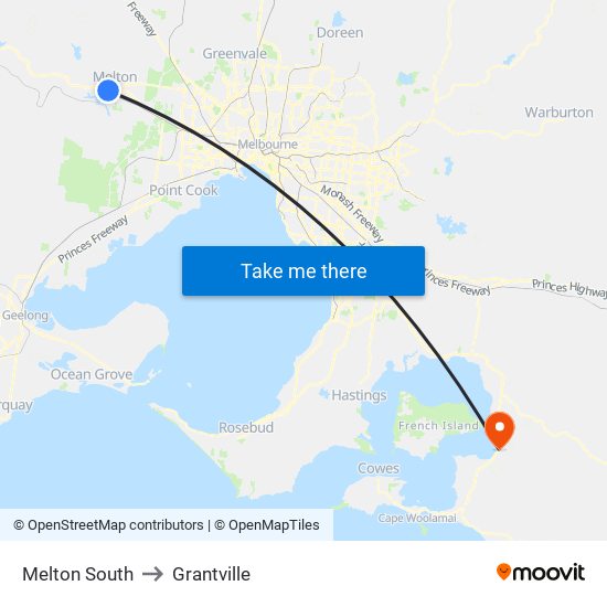 Melton South to Grantville map