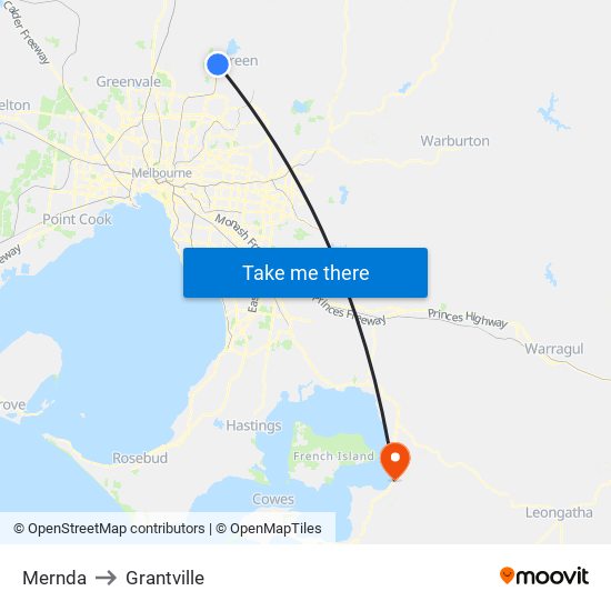 Mernda to Grantville map