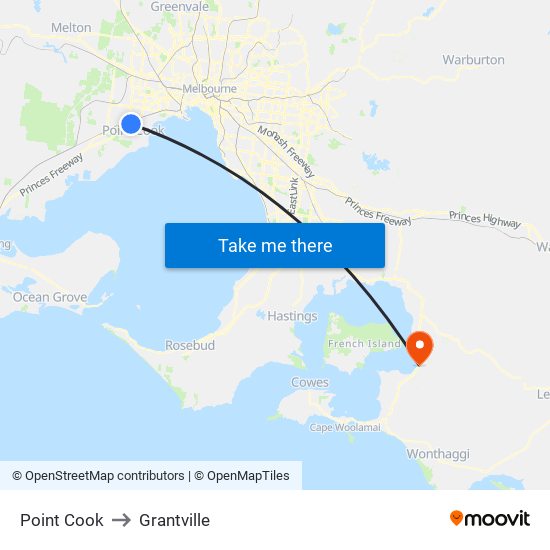 Point Cook to Grantville map