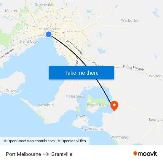 Port Melbourne to Grantville map