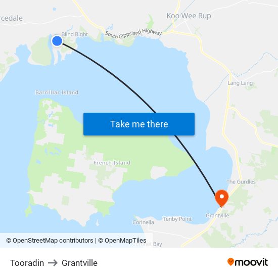 Tooradin to Grantville map