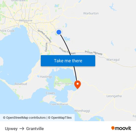 Upwey to Grantville map