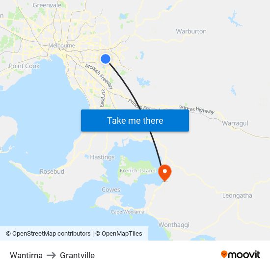 Wantirna to Grantville map