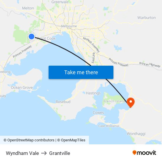 Wyndham Vale to Grantville map