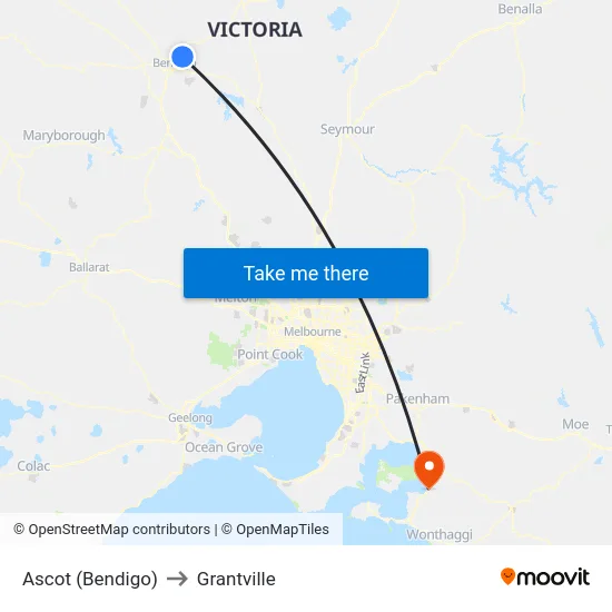 Ascot (Bendigo) to Grantville map