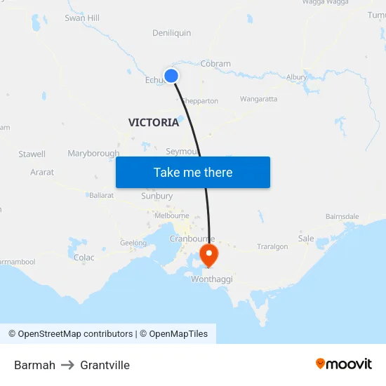 Barmah to Grantville map