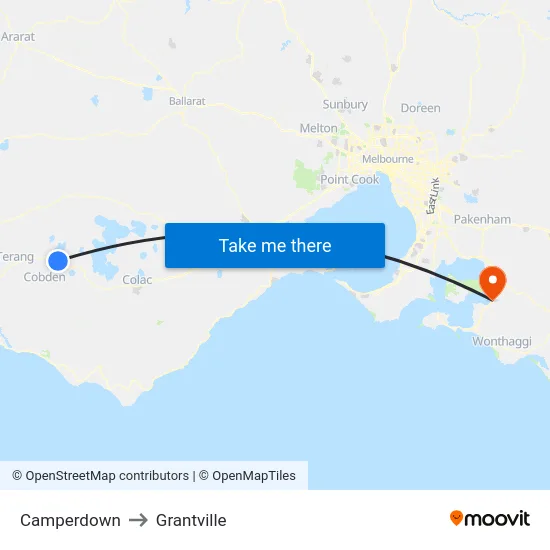 Camperdown to Grantville map