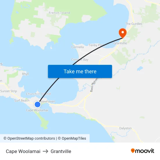 Cape Woolamai to Grantville map