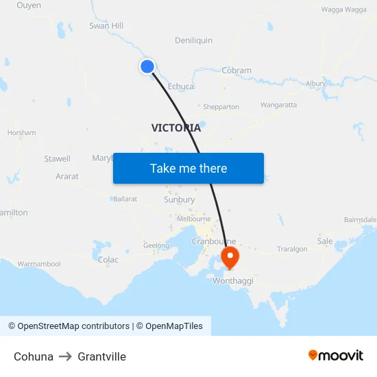Cohuna to Grantville map
