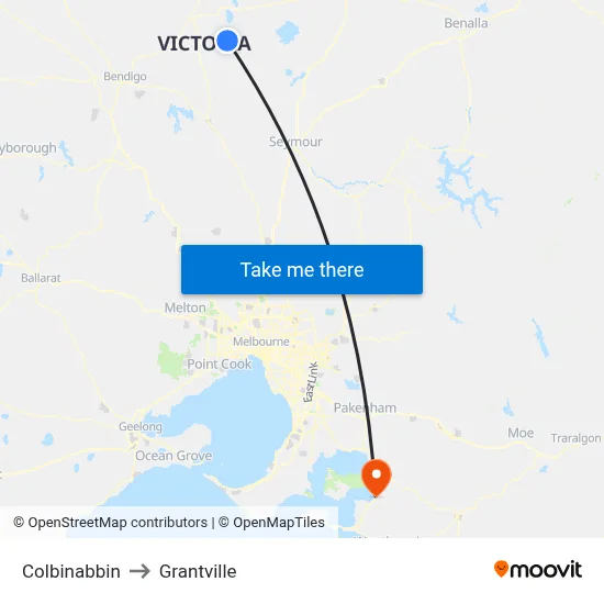 Colbinabbin to Grantville map