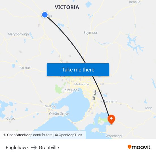 Eaglehawk to Grantville map