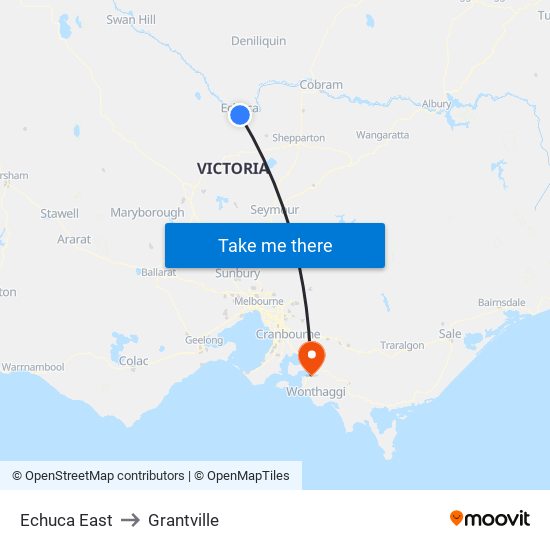 Echuca East to Grantville map