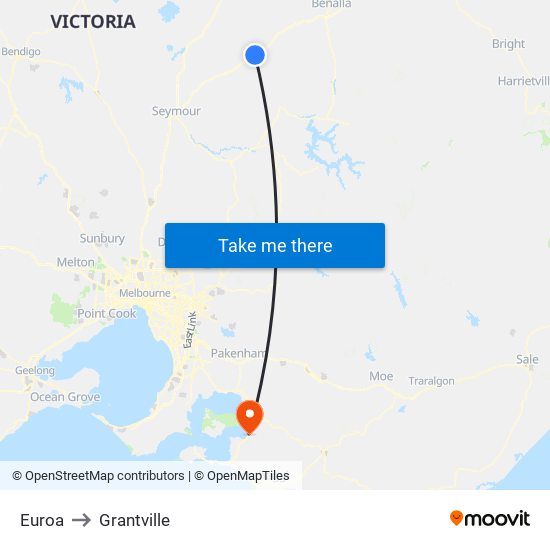 Euroa to Grantville map