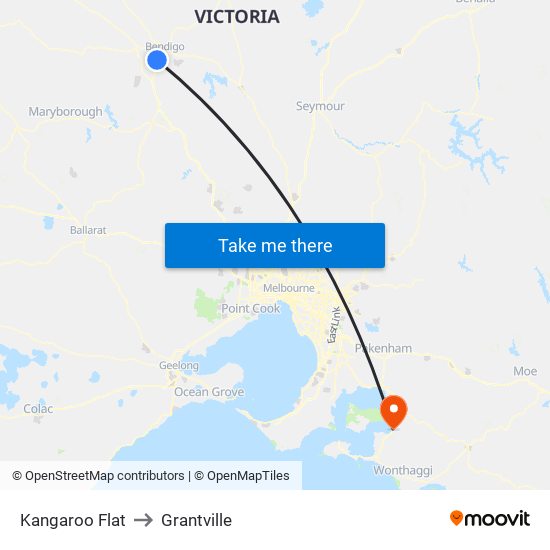 Kangaroo Flat to Grantville map