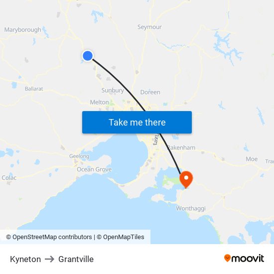 Kyneton to Grantville map