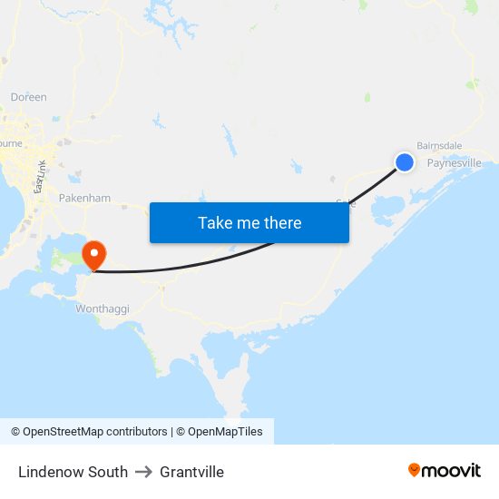 Lindenow South to Grantville map