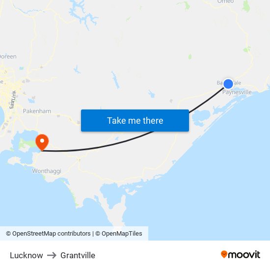 Lucknow to Grantville map