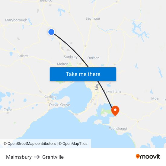 Malmsbury to Grantville map