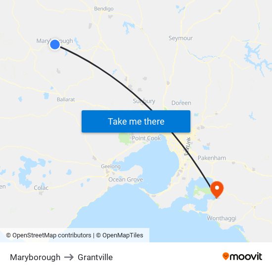 Maryborough to Grantville map