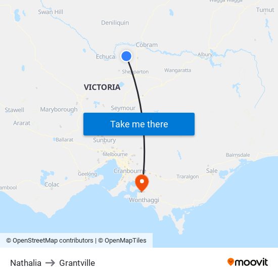 Nathalia to Grantville map