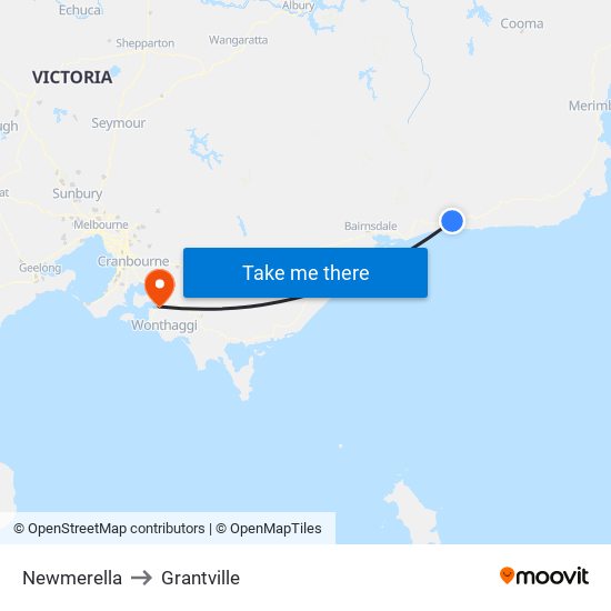Newmerella to Grantville map