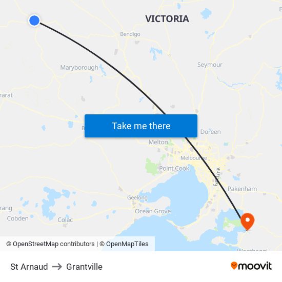 St Arnaud to Grantville map