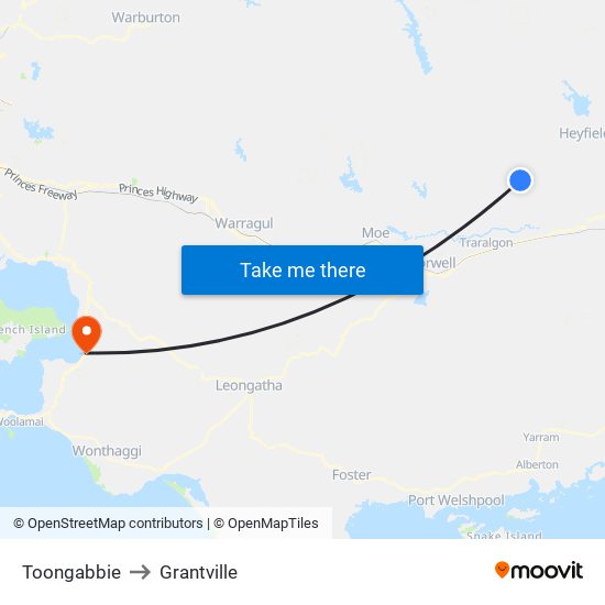 Toongabbie to Grantville map