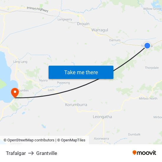 Trafalgar to Grantville map