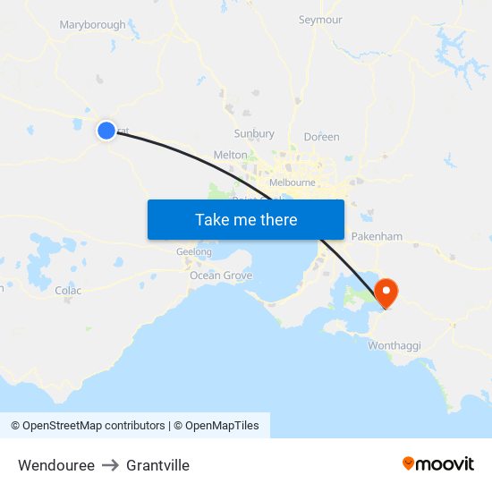 Wendouree to Grantville map