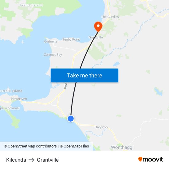 Kilcunda to Grantville map