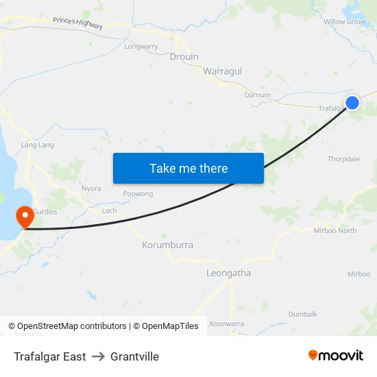 Trafalgar East to Grantville map