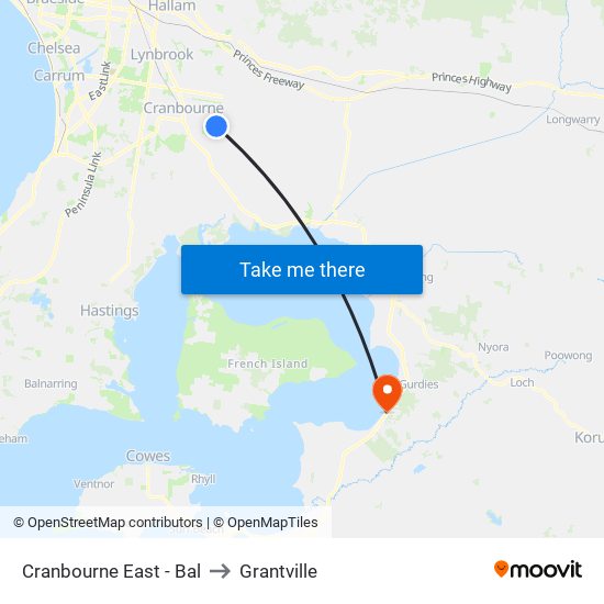 Cranbourne East - Bal to Grantville map