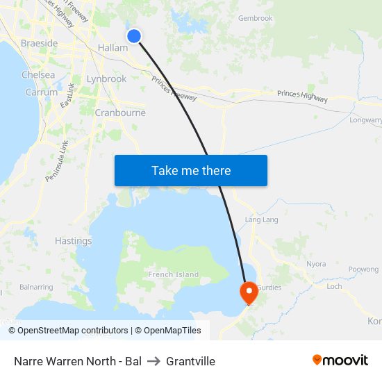 Narre Warren North - Bal to Grantville map