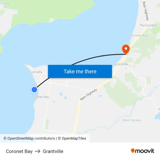 Coronet Bay to Grantville map
