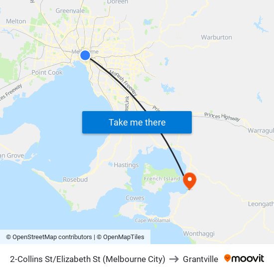 2-Collins St/Elizabeth St (Melbourne City) to Grantville map