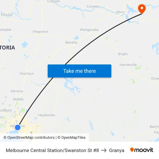 Melbourne Central Station/Swanston St #8 to Granya map