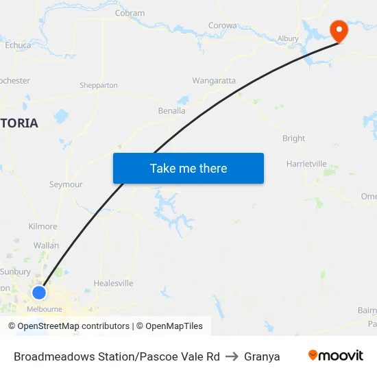 Broadmeadows Station/Pascoe Vale Rd to Granya map