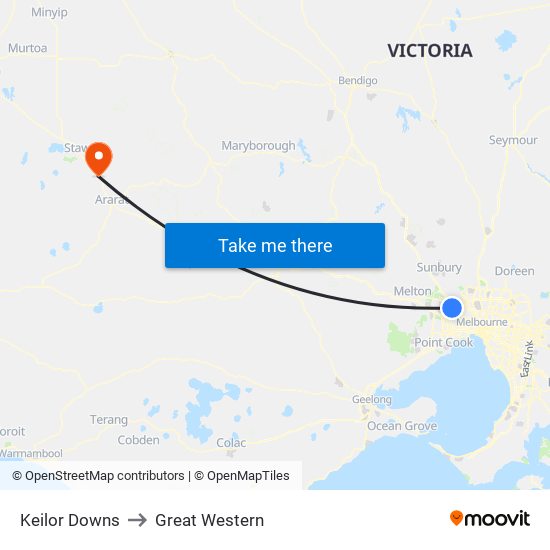 Keilor Downs to Great Western map