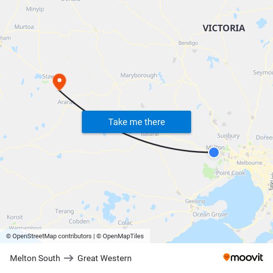 Melton South to Great Western map