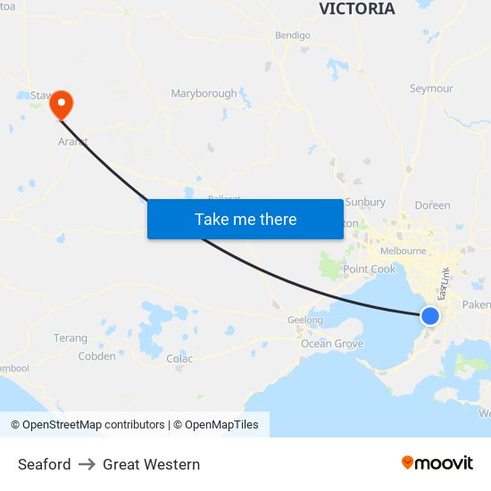 Seaford to Great Western map