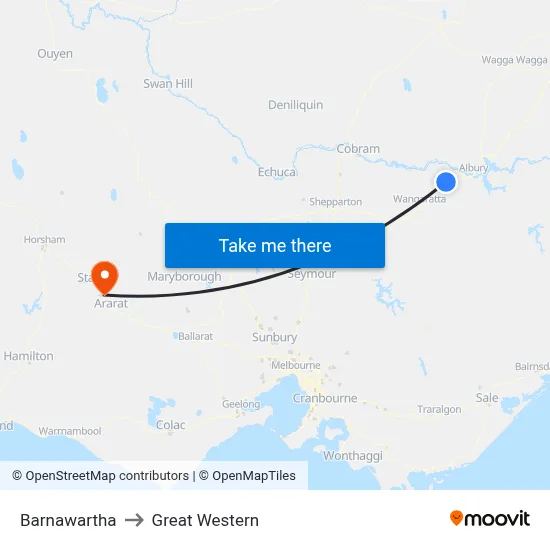 Barnawartha to Great Western map